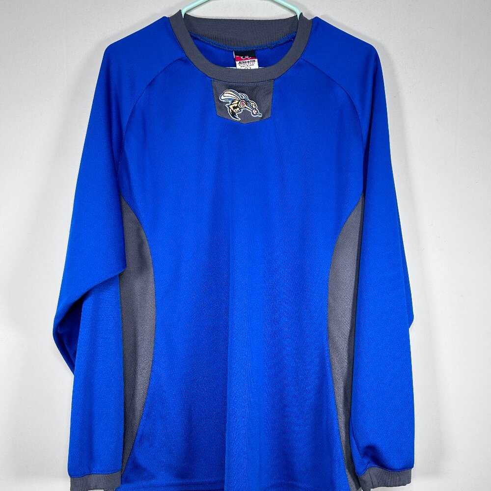 Alleson Athletic Shirt Top Men's Large Blue Gray Logo Training Gym Casual